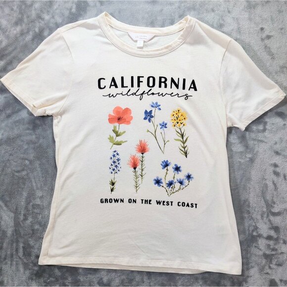 LC Lauren Conrad Tops - Lauren Conrad California Wildflowers Floral Graphic Print T-Shirt Women Small